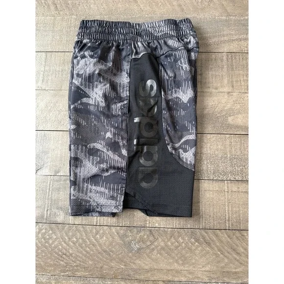 Adidas Boys Black Gray Athletic Shorts Size 8 - Picture 4 of 6